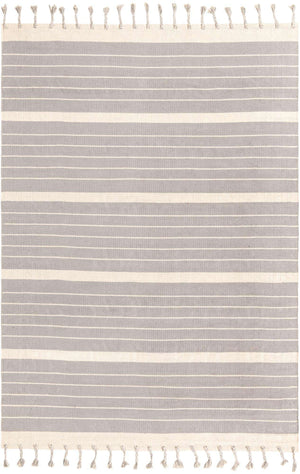 Gray and White 7' 1 x 10' Chindi Cotton Rectangle Rug