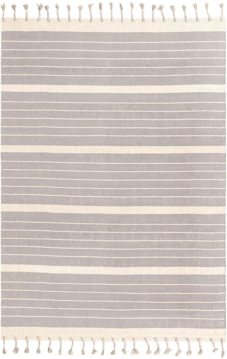 Gray and White 7' 1 x 10' Chindi Cotton Rectangle Rug