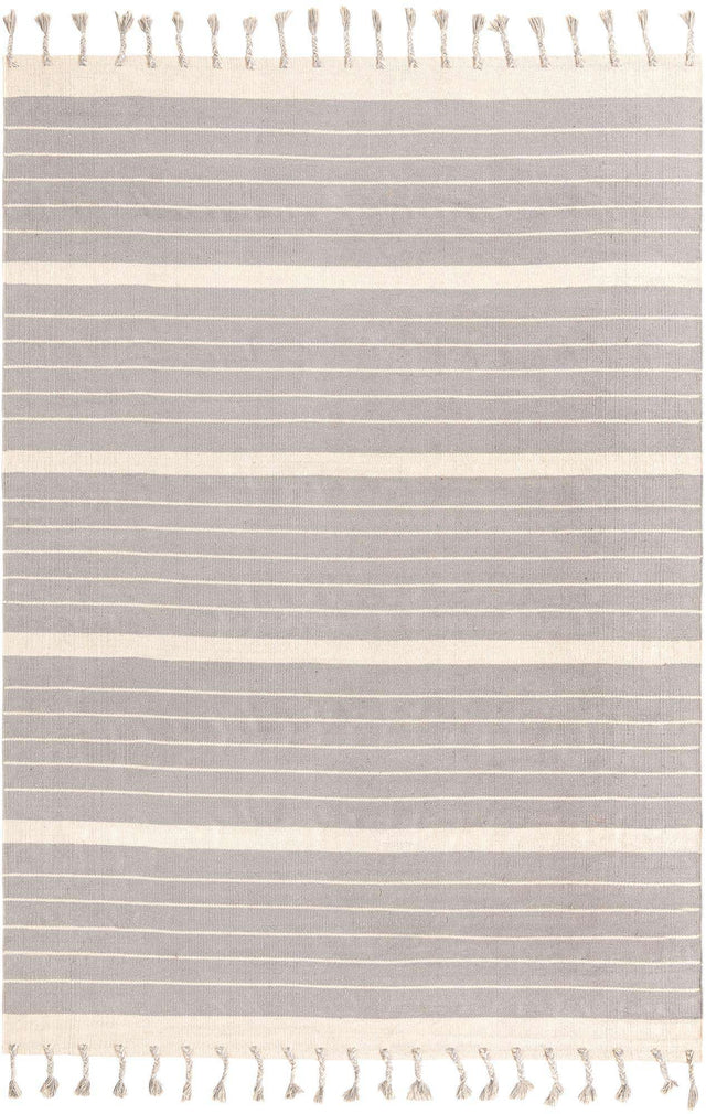 Gray and White 7' 1 x 10' Chindi Cotton Rectangle Rug