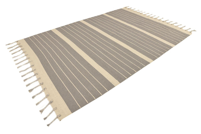 Gray and White 6' 1 x 9' Chindi Cotton Rectangle Rug
