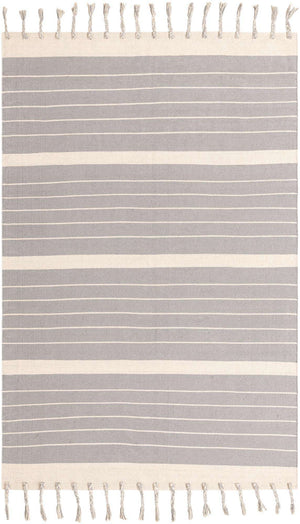 Gray and White 6' 1 x 9' Chindi Cotton Rectangle Rug
