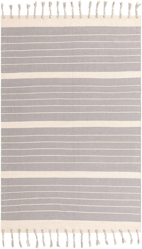 Gray and White 6' 1 x 9' Chindi Cotton Rectangle Rug