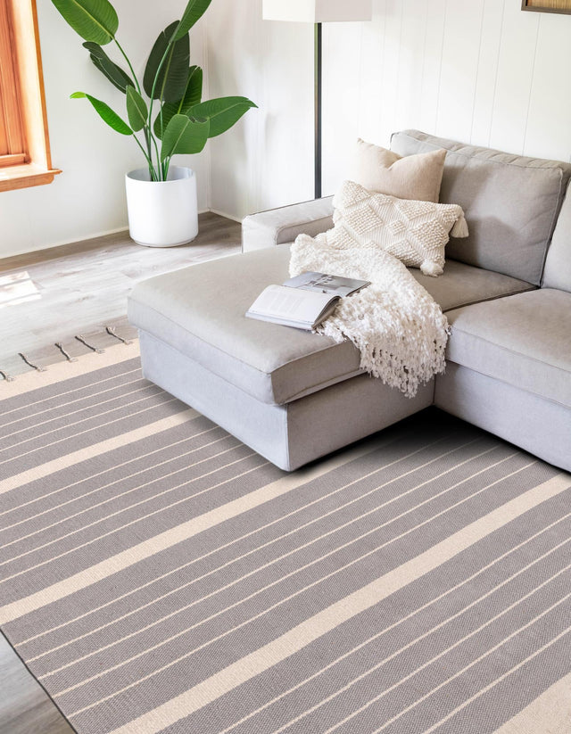 Gray and White 3' 3 x 5' 1 Chindi Cotton Rectangle Rug