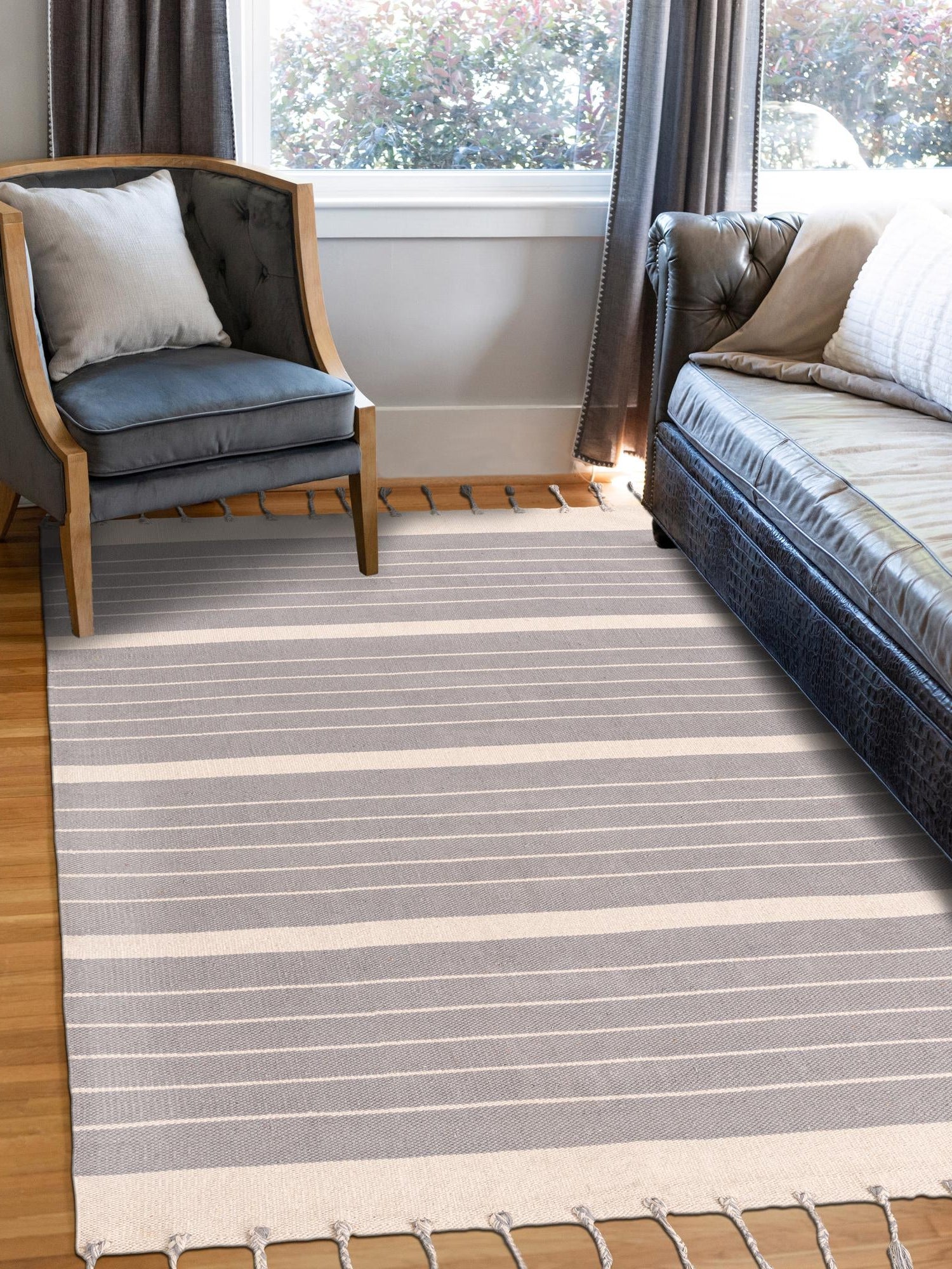 Gray and White 2' x 3' 1 Chindi Cotton Rectangle Area Rug Interior Design Home Decor Carpet Mat for Sale at Rug Engine