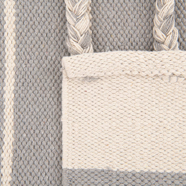 Gray and White 4' 1 x 6' 1 Chindi Cotton Rectangle Rug