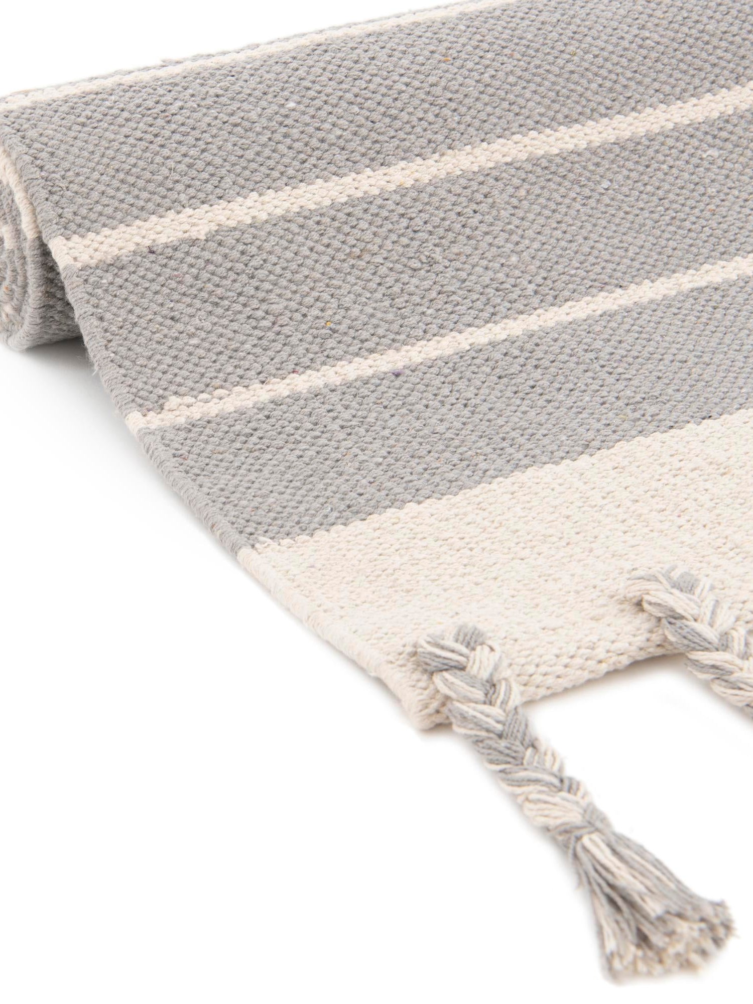 Gray and White 2' x 3' 1 Chindi Cotton Rectangle Area Rug Interior Design Home Decor Carpet Mat for Sale at Rug Engine