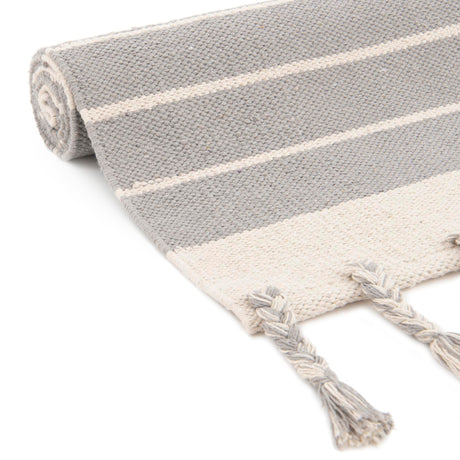 Gray and White 3' 3 x 5' 1 Chindi Cotton Rectangle Area Rug Interior Design Home Decor Carpet Mat for Sale at Rug Engine