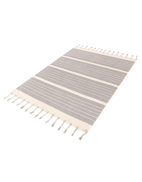 Gray and White 5' 1 x 8' Chindi Cotton Rectangle Area Rug Interior Design Home Decor Carpet Mat for Sale at Rug Engine