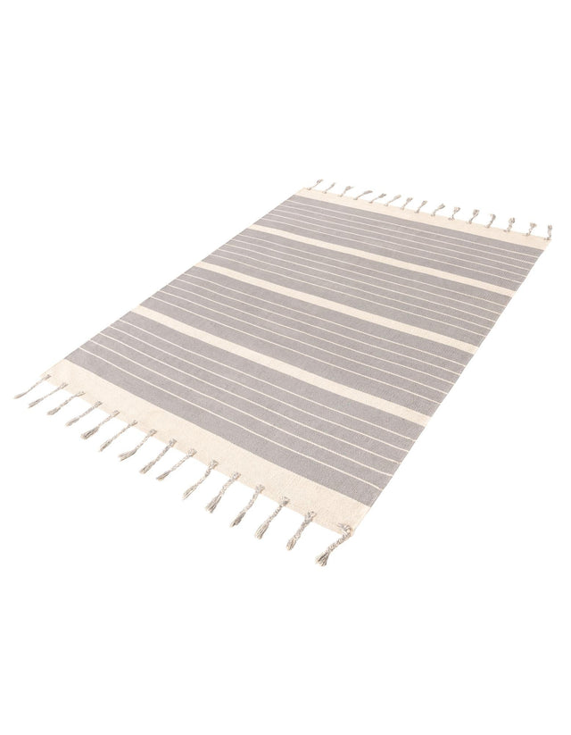 Gray and White 5' 1 x 8' Chindi Cotton Rectangle Rug