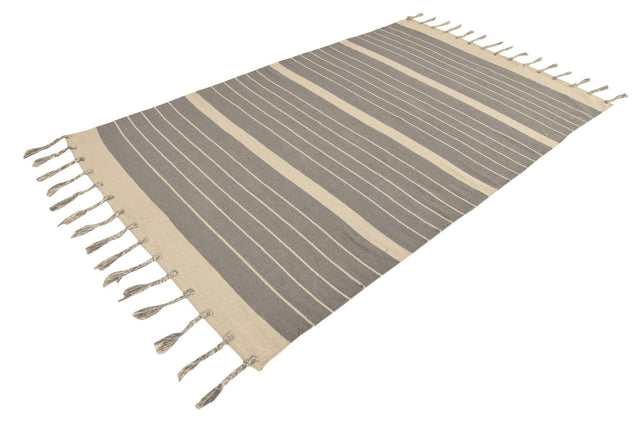 Gray and White 5' 1 x 8' Chindi Cotton Rectangle Rug
