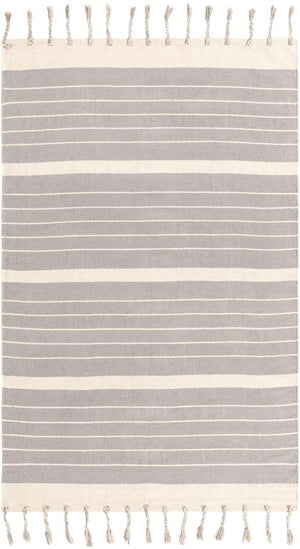 Gray and White 5' 1 x 8' Chindi Cotton Rectangle Rug