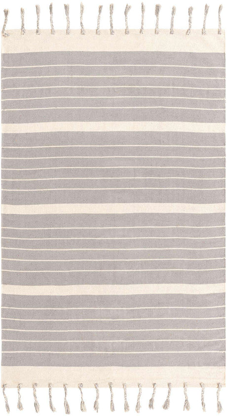 Gray and White 5' 1 x 8' Chindi Cotton Rectangle Rug