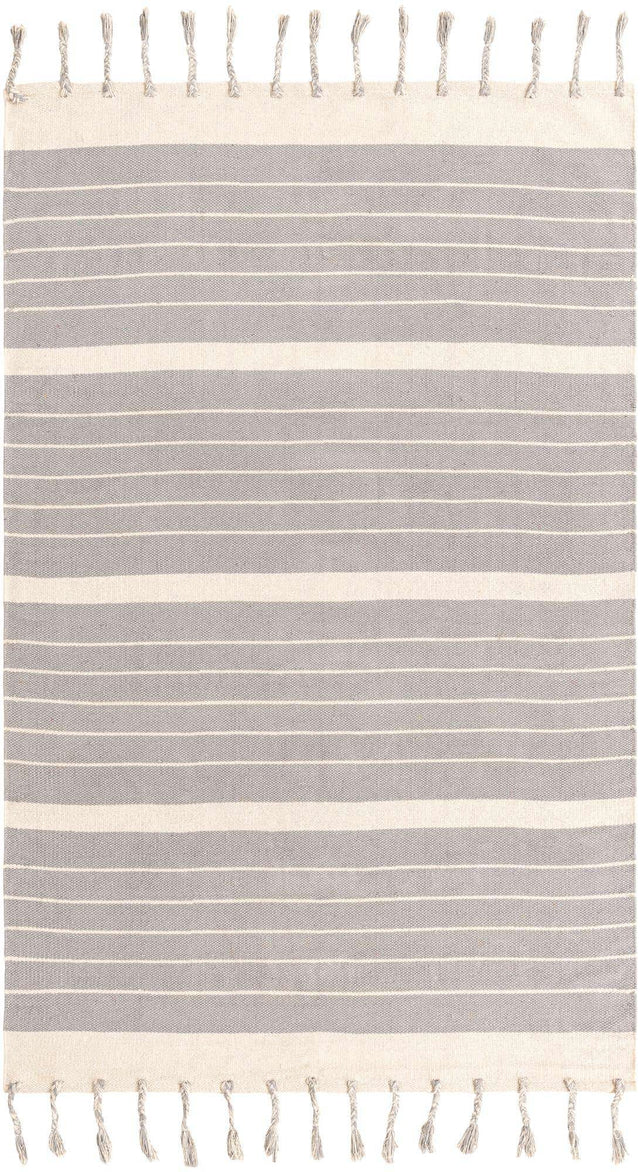 Gray and White 5' 1 x 8' Chindi Cotton Rectangle Rug