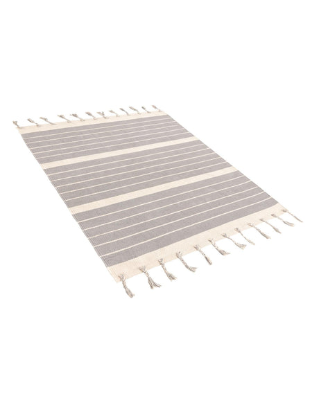 Gray and White 4' 1 x 6' 1 Chindi Cotton Rectangle Area Rug Interior Design Home Decor Carpet Mat for Sale at Rug Engine