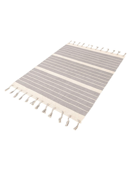 Gray and White 4' 1 x 6' 1 Chindi Cotton Rectangle Area Rug Interior Design Home Decor Carpet Mat for Sale at Rug Engine