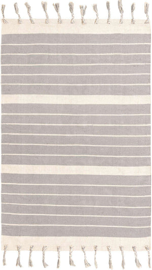 Gray and White 4' 1 x 6' 1 Chindi Cotton Rectangle Rug