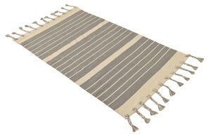 Gray and White 3' 3 x 5' 1 Chindi Cotton Rectangle Rug