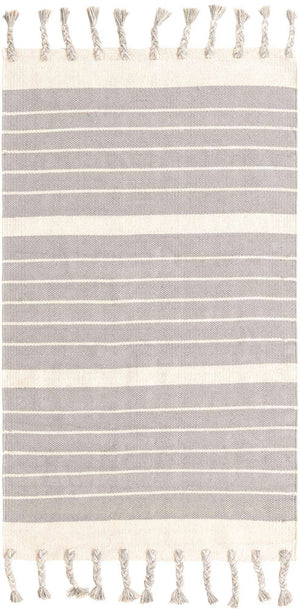 Gray and White 3' 3 x 5' 1 Chindi Cotton Rectangle Rug