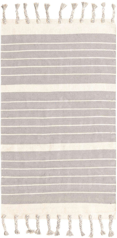 Gray and White 3' 3 x 5' 1 Chindi Cotton Rectangle Rug