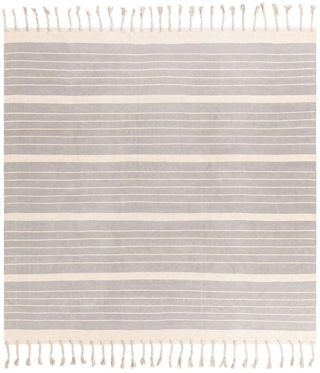 Gray and White 10' x 10' Chindi Cotton Square Rug