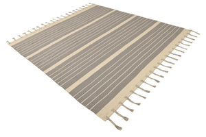 Gray and White 7' 1 x 7' 1 Chindi Cotton Square Rug