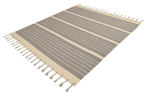 Gray and White 7' 1 x 7' 1 Chindi Cotton Square Rug