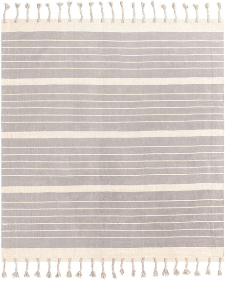 Gray and White 7' 1 x 7' 1 Chindi Cotton Square Rug