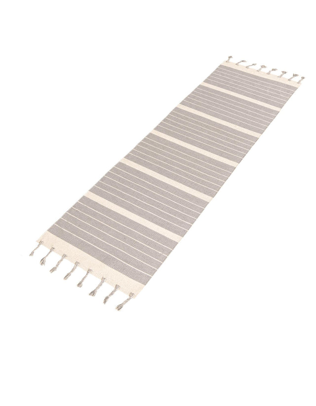 Gray and White 3' x 12' Chindi Cotton Runner Rug