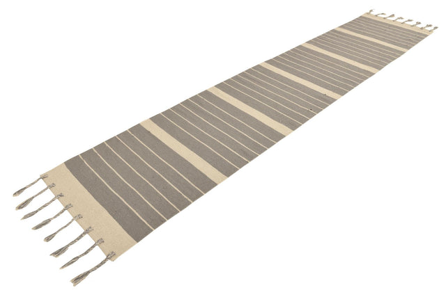 Gray and White 3' x 12' Chindi Cotton Runner Rug
