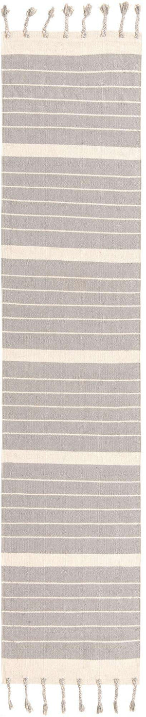 Gray and White 3' x 12' Chindi Cotton Runner Rug