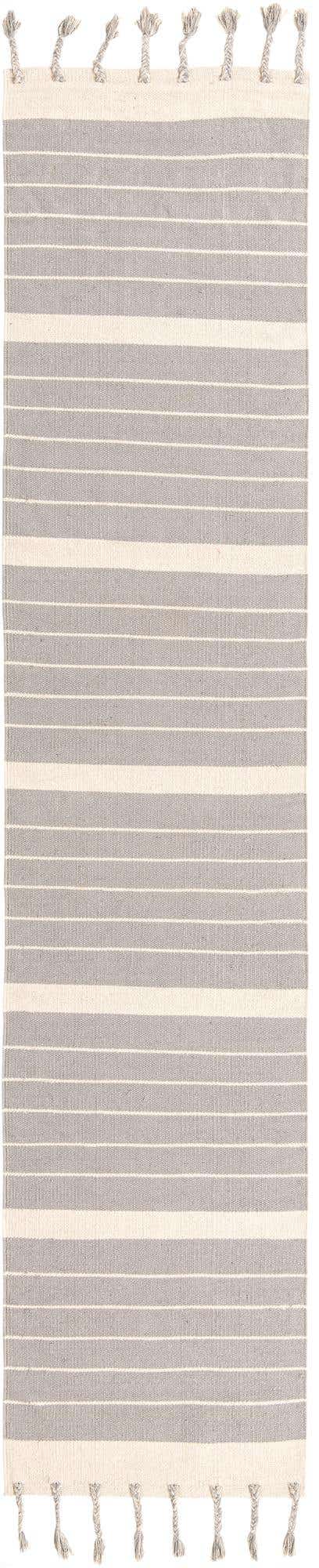Gray and White 3' x 12' Chindi Cotton Runner Rug
