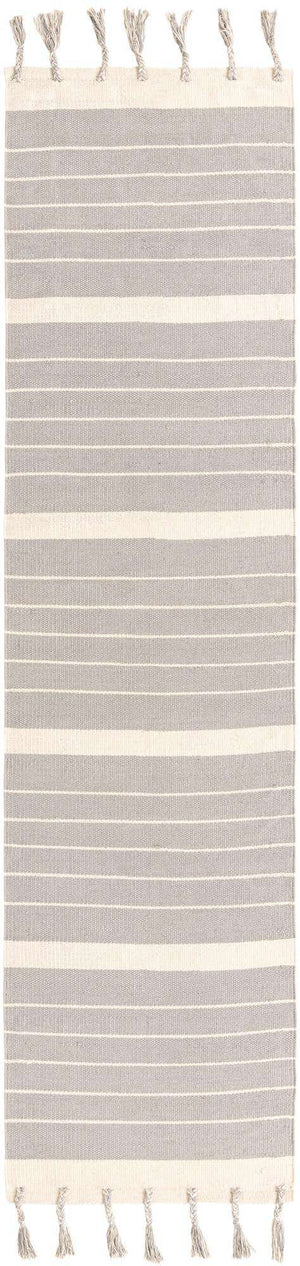 Gray and White 3' x 10' Chindi Cotton Runner Rug