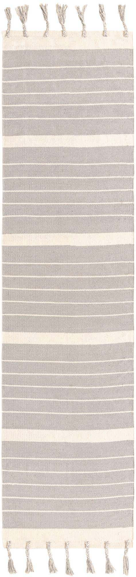 Gray and White 3' x 10' Chindi Cotton Runner Rug