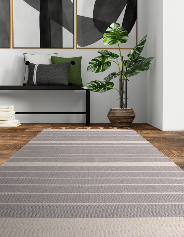 Gray and White 3' x 12' Chindi Cotton Runner Rug