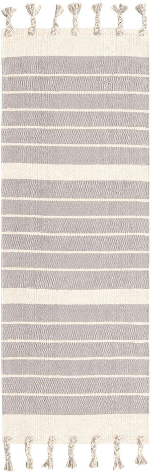 Gray and White 2' 2 x 6' 1 Chindi Cotton Runner Rug