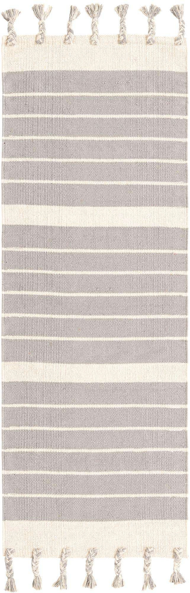 Gray and White 2' 2 x 6' 1 Chindi Cotton Runner Rug