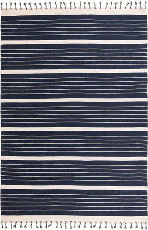 Navy and White 10' x 14' 1 Chindi Cotton Rectangle Rug
