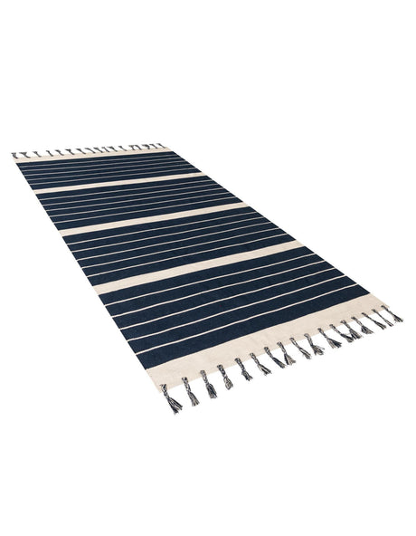 Navy and White 6' 1 x 9' Chindi Cotton Rectangle Area Rug Interior Design Home Decor Carpet Mat for Sale at Rug Engine