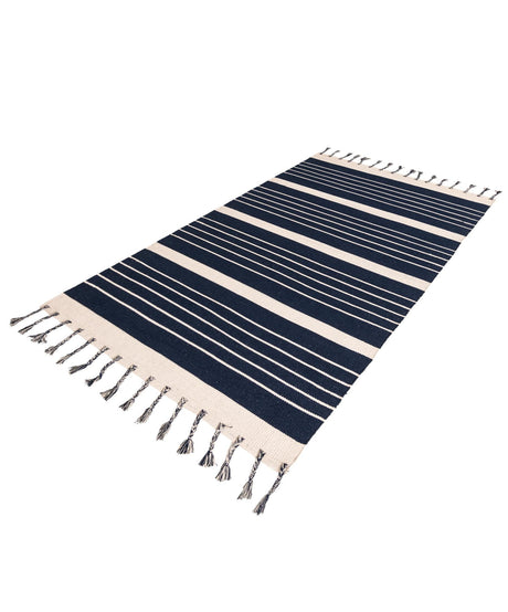 Navy and White 5' 1 x 8' Chindi Cotton Rectangle Area Rug Interior Design Home Decor Carpet Mat for Sale at Rug Engine