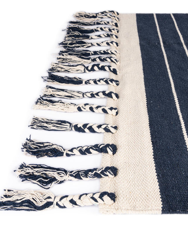 Navy and White 5' 1 x 8' Chindi Cotton Rectangle Rug