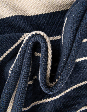 Navy and White 5' 1 x 8' Chindi Cotton Rectangle Rug