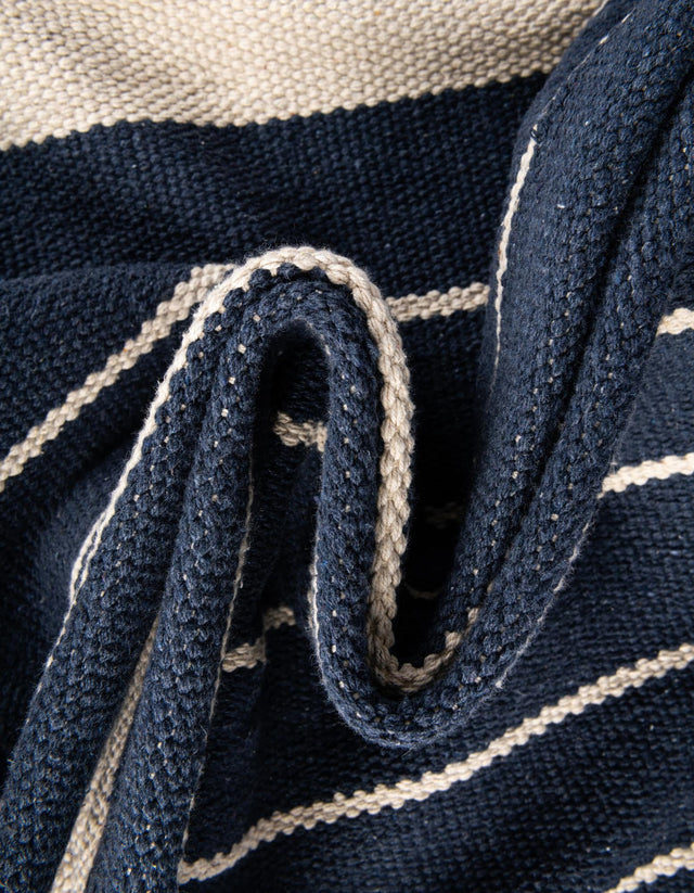 Navy and White 5' 1 x 8' Chindi Cotton Rectangle Rug