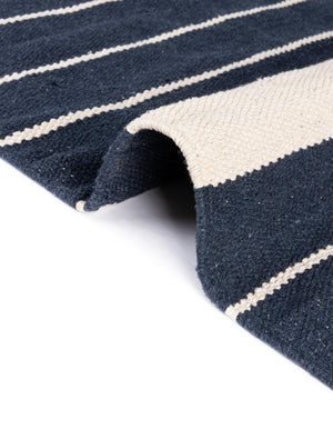Navy and White 5' 1 x 8' Chindi Cotton Rectangle Rug