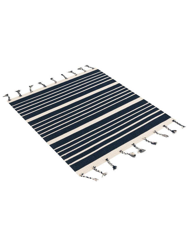 Navy and White 3' 3 x 5' 1 Chindi Cotton Rectangle Rug
