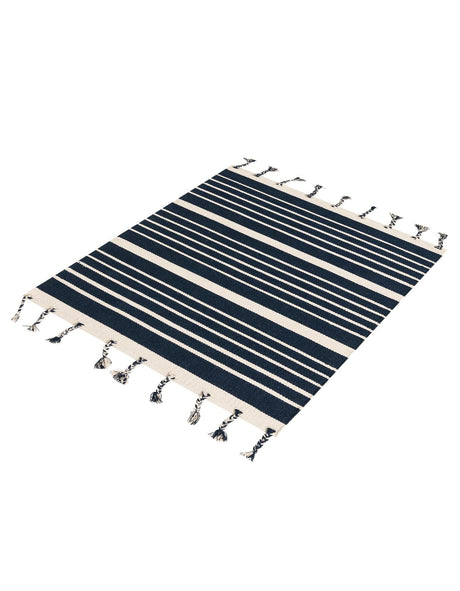 Navy and White 3' 3 x 5' 1 Chindi Cotton Rectangle Area Rug Interior Design Home Decor Carpet Mat for Sale at Rug Engine