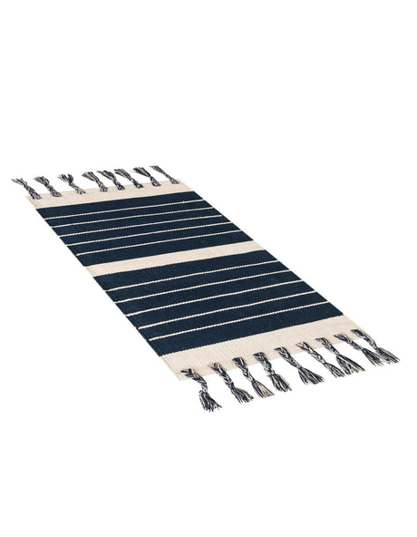 Navy and White 2' x 3' 1 Chindi Cotton Rectangle Area Rug Interior Design Home Decor Carpet Mat for Sale at Rug Engine