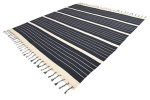 Navy and White 10' x 10' Chindi Cotton Square Rug