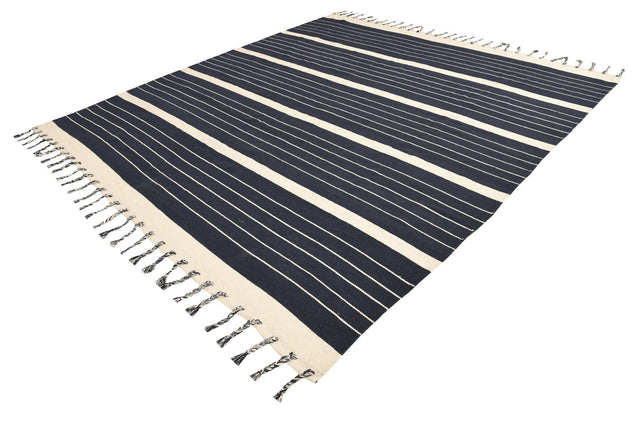 Navy and White 10' x 10' Chindi Cotton Square Rug
