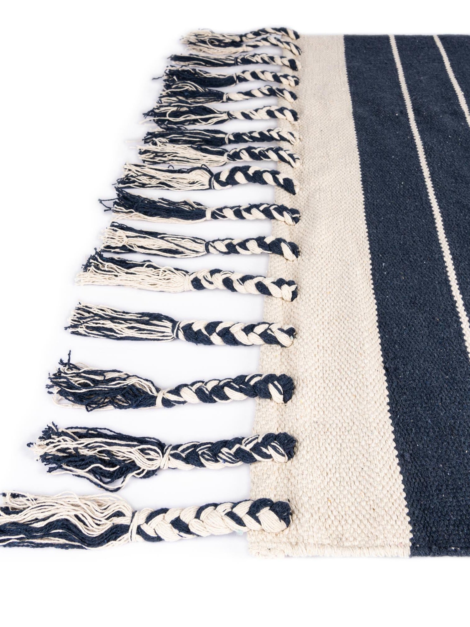 Navy and White 7' 1 x 7' 1 Chindi Cotton Square Area Rug Interior Design Home Decor Carpet Mat for Sale at Rug Engine