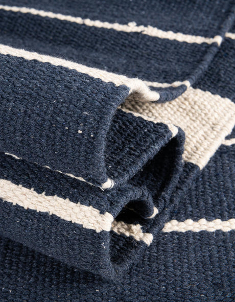Navy and White 10' x 10' Chindi Cotton Square Rug